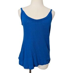 Free With Purchase Esprit Linen Blue Tank Top Asymmetrical Size Small